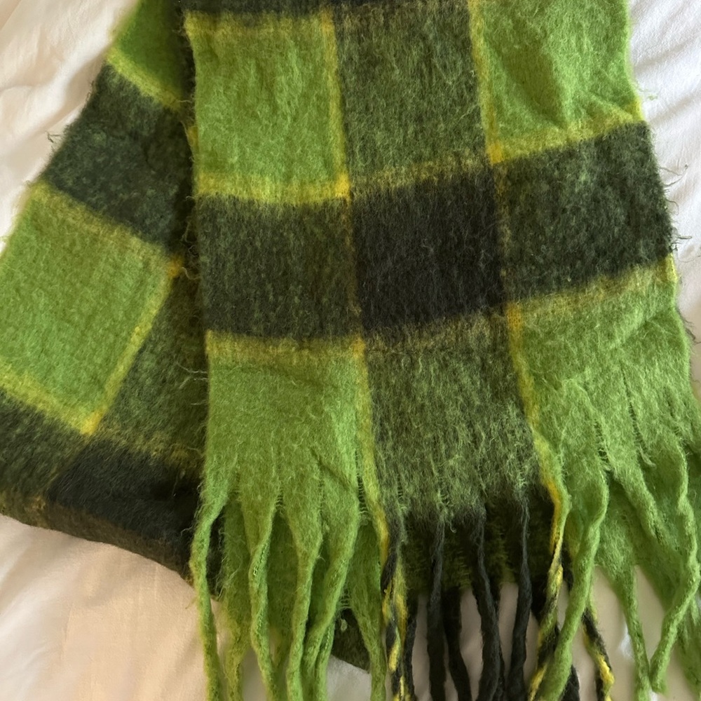 Green and Black Plaid Scarf